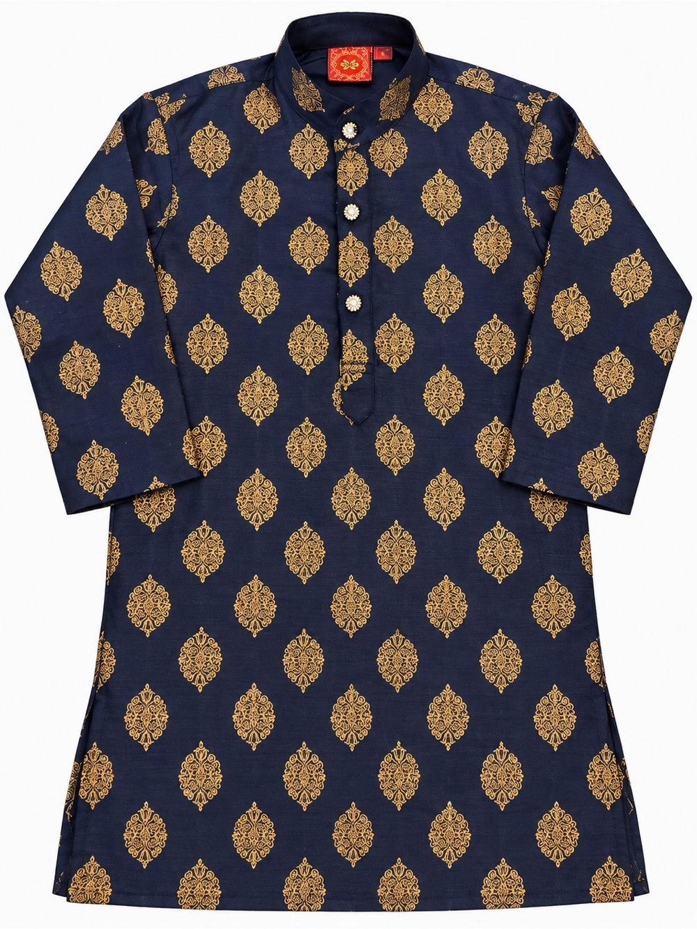 Kids Navy & Gold Printed Kurta by